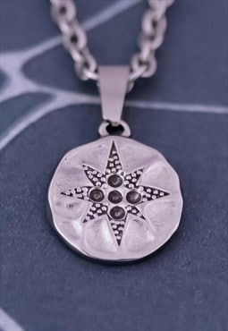 CRW Silver Coin Compass Necklace 