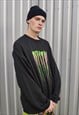 FLUORESCENT SLOGAN SWEATSHIRT EMOTION TIE-DYE TOP BLACK