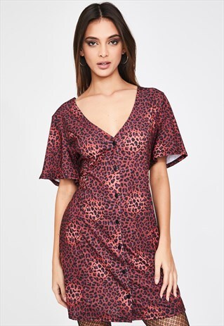 'RAPTURE' BUTTON DOWN RUST ANIMAL PRINT PLAY DAY DRESS