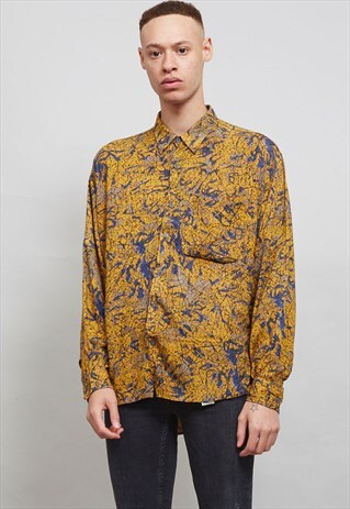 VINTAGE 90'S MUSTARD YELLOW PRINT SHIRT