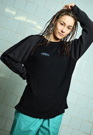 VINTAGE Y2K RETRO KNIT UMBRO JUMPER PULLOVER BLACK