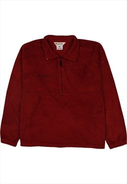 Vintage 90's Columbia Fleece Jumper Quater Zip Burgundy Red