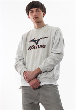 VINTAGE MIZUNO CREW NECK 90S GREY BIG LOGO