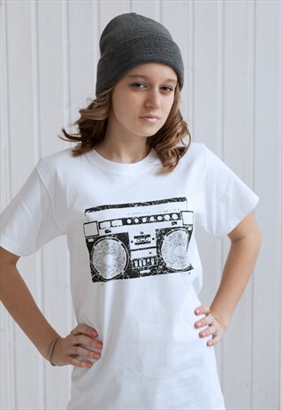GHETTOBLASTER T SHIRT BOOMBOX RETRO HIP HOP NYC NY SKATER