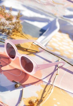 Lilac Narrow Oval Chunky Sunglasses