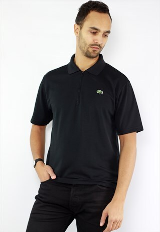 BLACK LACOSTE POLO SHIRT VINTAGE LACOSTE SPORT