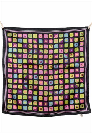 VINTAGE 60S MOD PSYCHEDELIC GOGO BLACK MULTICOLOURED SCARF