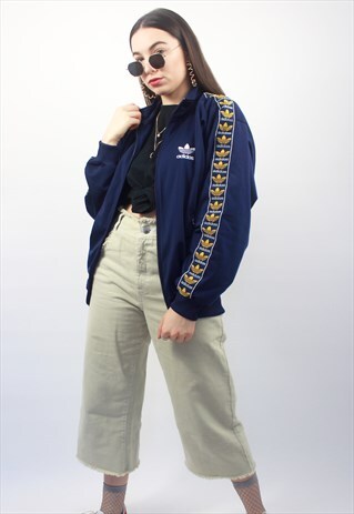 90'S RARE RETRO SIDE-TAPE BLUE & YELLOW RAVE TRACK JACKET