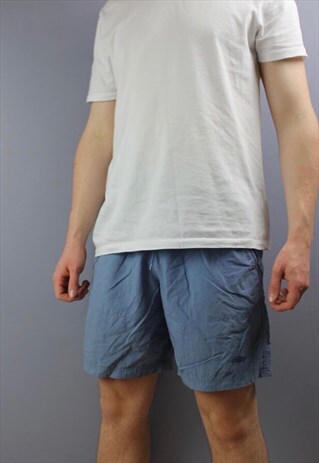 VINTAGE ADIDAS SHORTS IN BLUE WITH EMBROIDERED LOGO, DRAWSTR