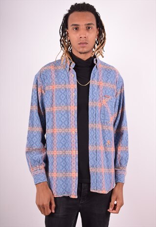 MENS VINTAGE SHIRT LARGE BLUE 90S
