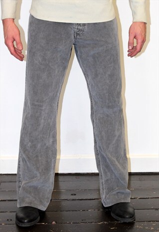 90S VINTAGE GREY NICOLE FARHI CORDUROY CLASSIC TROUSERS