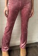 VELOUR FLARED TROUSERS IN DUSTY PINK