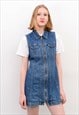 VINTAGE 90'S ZIP UP DENIM MINI DRESS SUMMER DRESS SARAFAN 