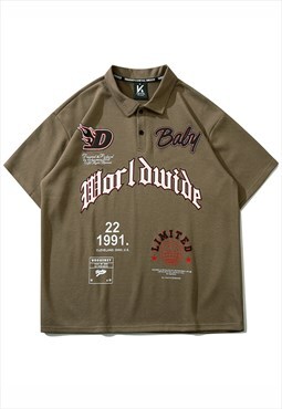 Kalodis Vintage Embroidered Lapel Polo Shirt