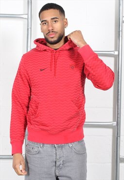 Vintage Nike Manchester United FC Hoodie in Red Small