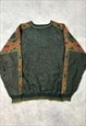 VINTAGE ABSTRACT KNITTED JUMPER PATTERNED GRANDAD SWEATER