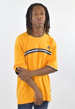 VINTAGE YELLOW ADIDAS 90S SPORTS T SHIRT