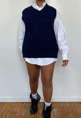 VINTAGE 80S OVERSIZED NAVY POLO PULLOVER