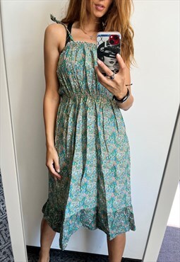 Patterned Paisley Printed Slip Summer Maxi Boho Dress XS S