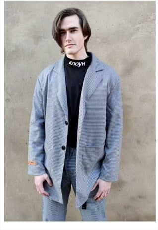 Loose fit dogtooth houndstooth party blazer rave jacket