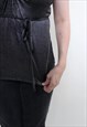 90S DEEP V SHINY TANK TOP, VINTAGE PARTY COCKTAIL SILVER TOP