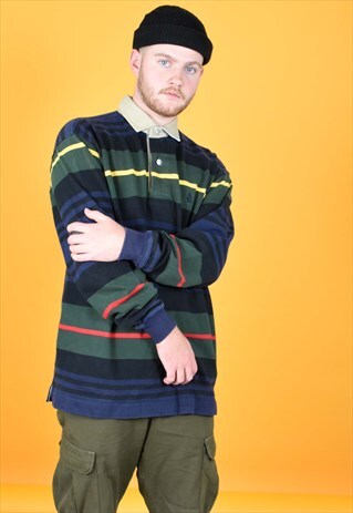 VINTAGE HORIZONTAL STRIPED NAUTICA RUGBY SHIRT