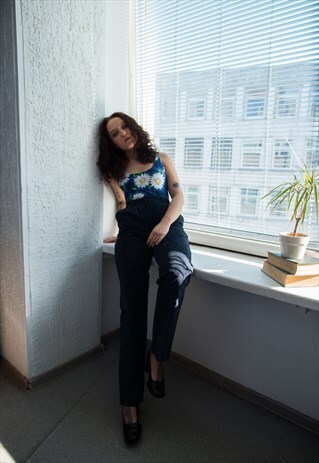VINTAGE 80'S NAVY HIGH WAISTED SUEDE TROUSERS