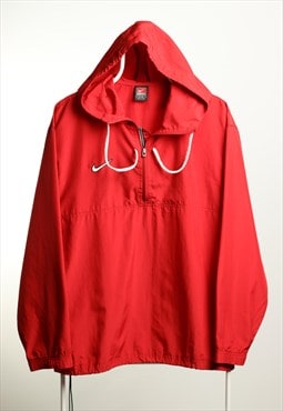 Vintage Nike 1/2 zip Hooded Shell Logo Jacket Red Size L