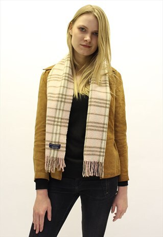 VINTAGE CASHMERE CHECKED SCARF PINK-AS64