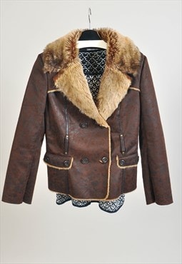 Vintage 00s faux fur jacket in brown