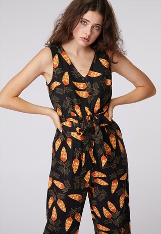 PRINCESS HIGHWAY BLACK PINECONE PRINT JUMPSUIT