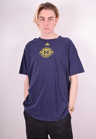 ADIDAS MENS VINTAGE T-SHIRT TOP XL BLUE