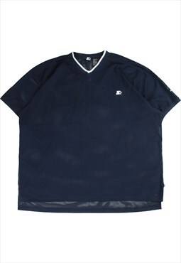 Vintage  Starter T Shirt Jersey Mesh V Neck Navy Blue