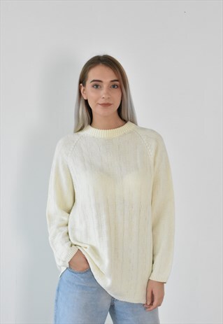 VINTAGE 90S CREAM WHITE WINTER KNIT JUMPER
