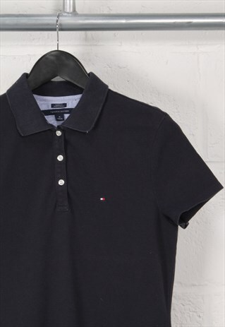 Vintage Tommy Hilfiger Polo Shirt Top in Navy Medium