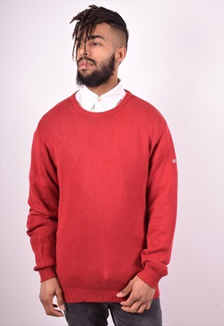 HENRI LLOYD MENS VINTAGE JUMPER SWEATER MEDIUM RED 90'S