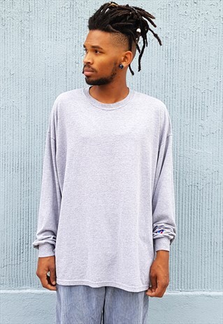 90S SKATER OVERSIZE POLY BLEND GREY LONG SLEEVE TEE XXL