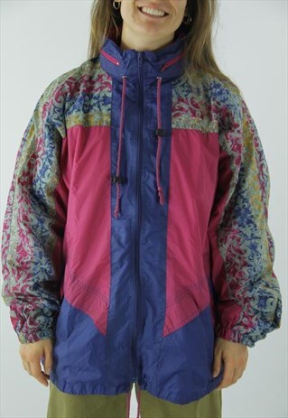90'S RETRO WINDBREAKER JACKET PINK BLUE