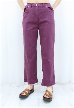 90s Vintage Purple High Waisted Trousers Jeans