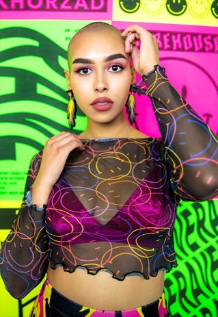 GOOD VIBES MESH CROP TOP