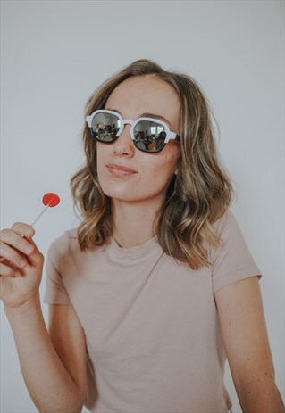 COOL BLACK & WHITE SUNGLASSES WITH MIRROR POLARIZED LES