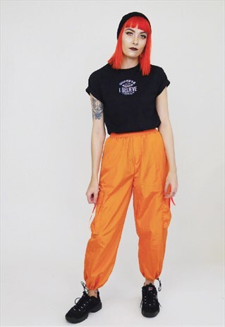 ORANGE CARGO TROUSERS