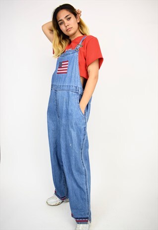 VINTAGE 90'S AMERICAN FLAG DENIM DUNGAREES