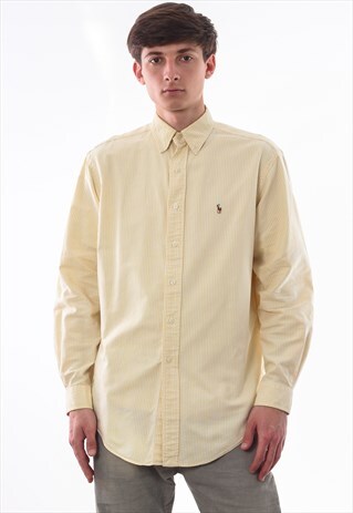 VINTAGE POLO RALPH LAUREN 90S YELLOW STRIPED LONG SLEEVE