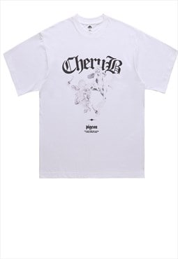 Angel print t-shirt grunge tee retro saint top in white