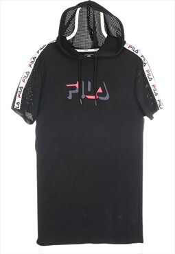 Fila - Black Spellout Short Sleeved Hoodie - XLarge
