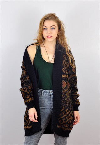 VINTAGE OVERSIZE ABSTRACT MOHAIR BLEND CARDIGAN
