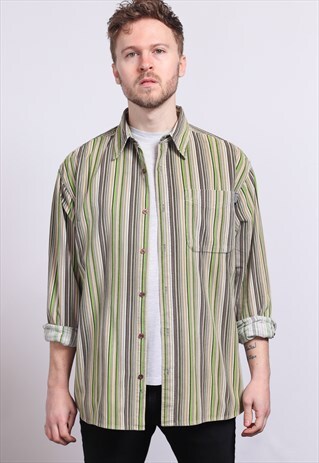 VINTAGE CORDUROY CORD STRIPED SHIRT
