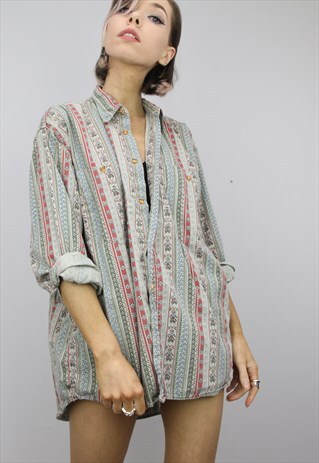 VINTAGE 80S/90S OVERSIZED PATTERNED SHIRT