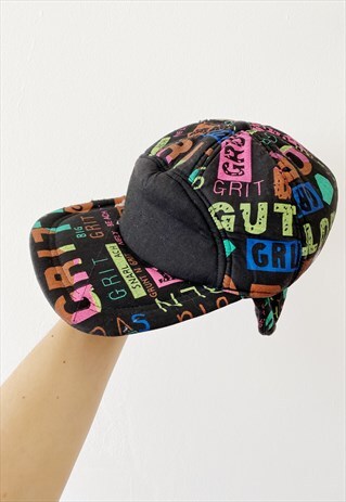 VINTAGE 90S SLOGAN GRAPHIC PRINT BASEBALL SNAPBACK CAP